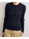 《予約》フラワーアイレットリブニットトップス U by SPICK&SPAN ユーバイスピックアンドスパン トップス ニット ホワイト ネイビー ピンク【先行予...