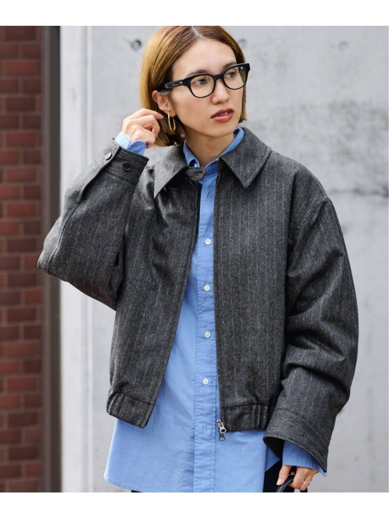 WOOL-STRIPEスィングトップブルゾン FRAMeWORK フレームワーク ジャケット・アウター ブルゾン・ジャンパー ネイビー グレー【送料無料】[Rakuten Fashion]