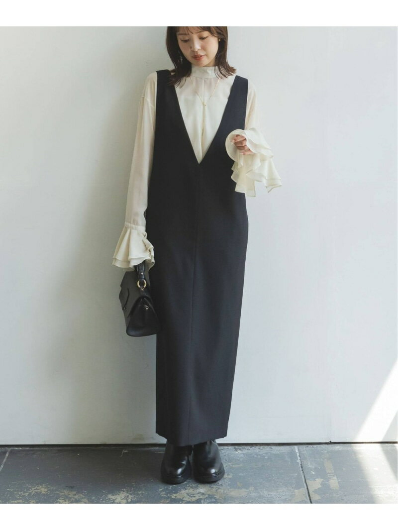 《WEB限定追加予約2》ストレートVネックワンピース NOBLE ノーブル ワンピース・ドレス ワンピース ブラック ブラウン【先行予約】*【送料無料】[Rakuten Fashion]のサムネイル