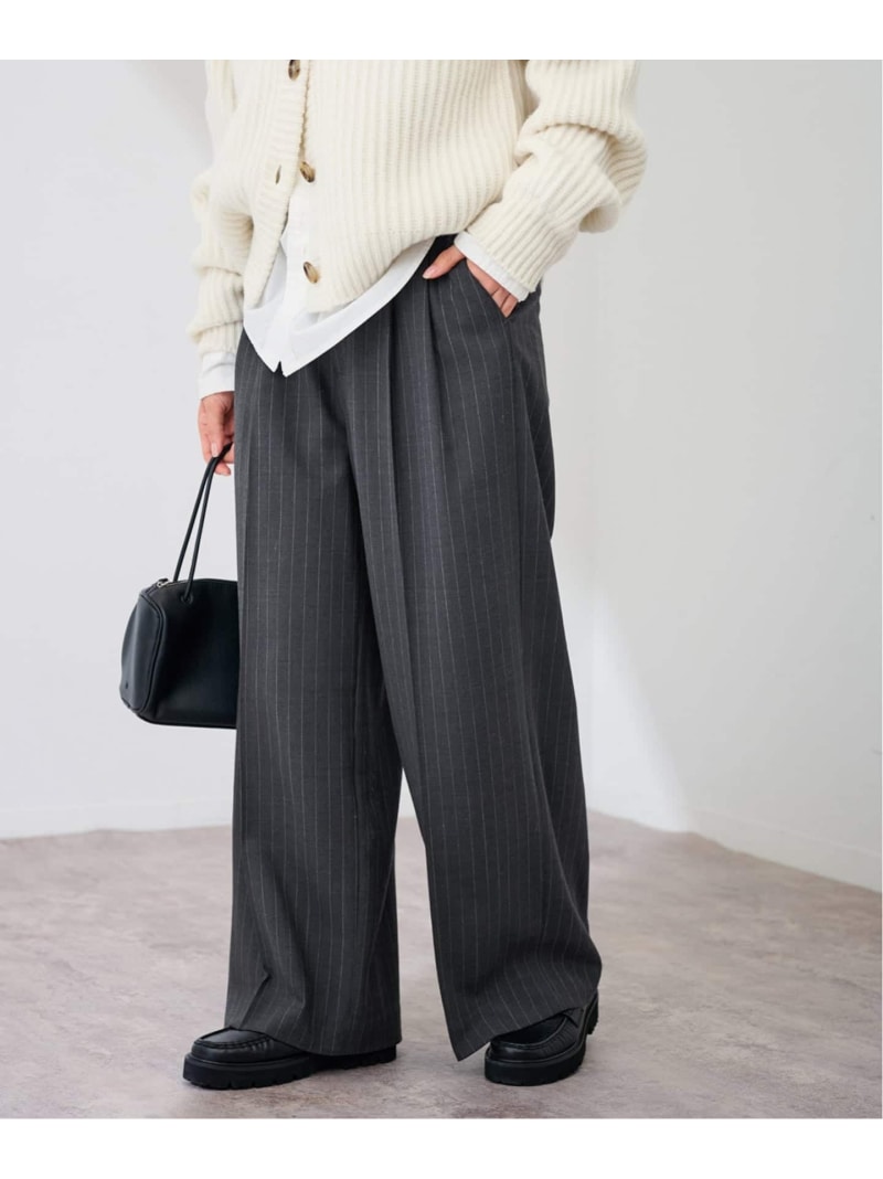 ウォッシャブルTWストライプタックワイドパンツ FRAMeWORK フレームワーク パンツ スラックス・ドレス..