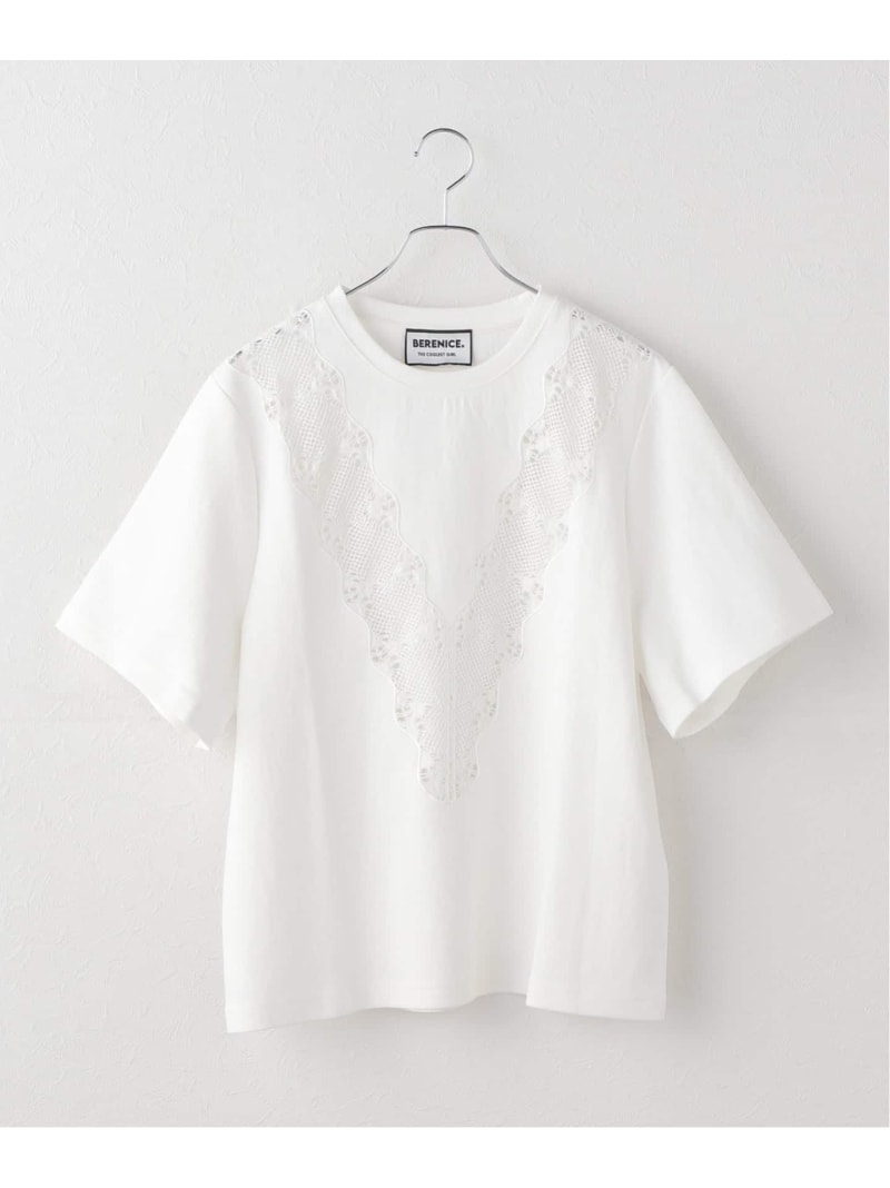 Rakuten - 《一部店舗+WEB限定》BERENICE. / べレニス TSHIRT COL ROND BRODERIE V Spick & Span スピックアンドスパン トップス カットソー・Tシャツ ホワイト【送料無料】[Rakuten Fashion]