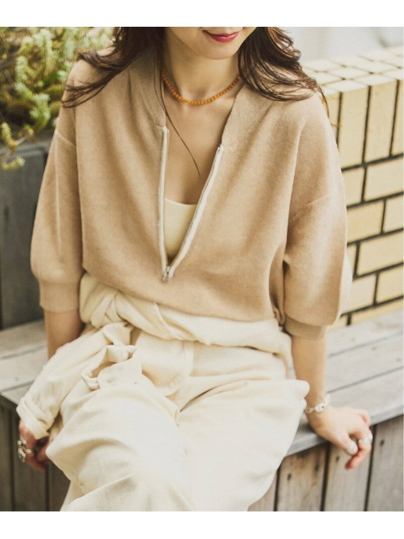 ≪予約≫HOWIECLOTHING*FRAMeWORKハーフジップニット FRAMeWORK フレームワーク トップス ニット ベージュ ネイビー*