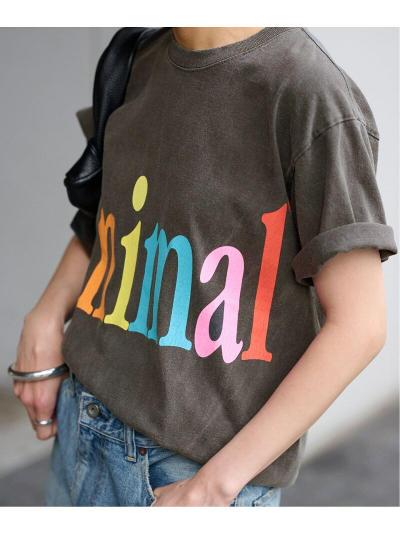 STUDIO WEAREALLANIMALS Animals Letter Tシャツ FRAMeWORK フレームワーク トップス カットソー・Tシャツ ブラック ホワイト