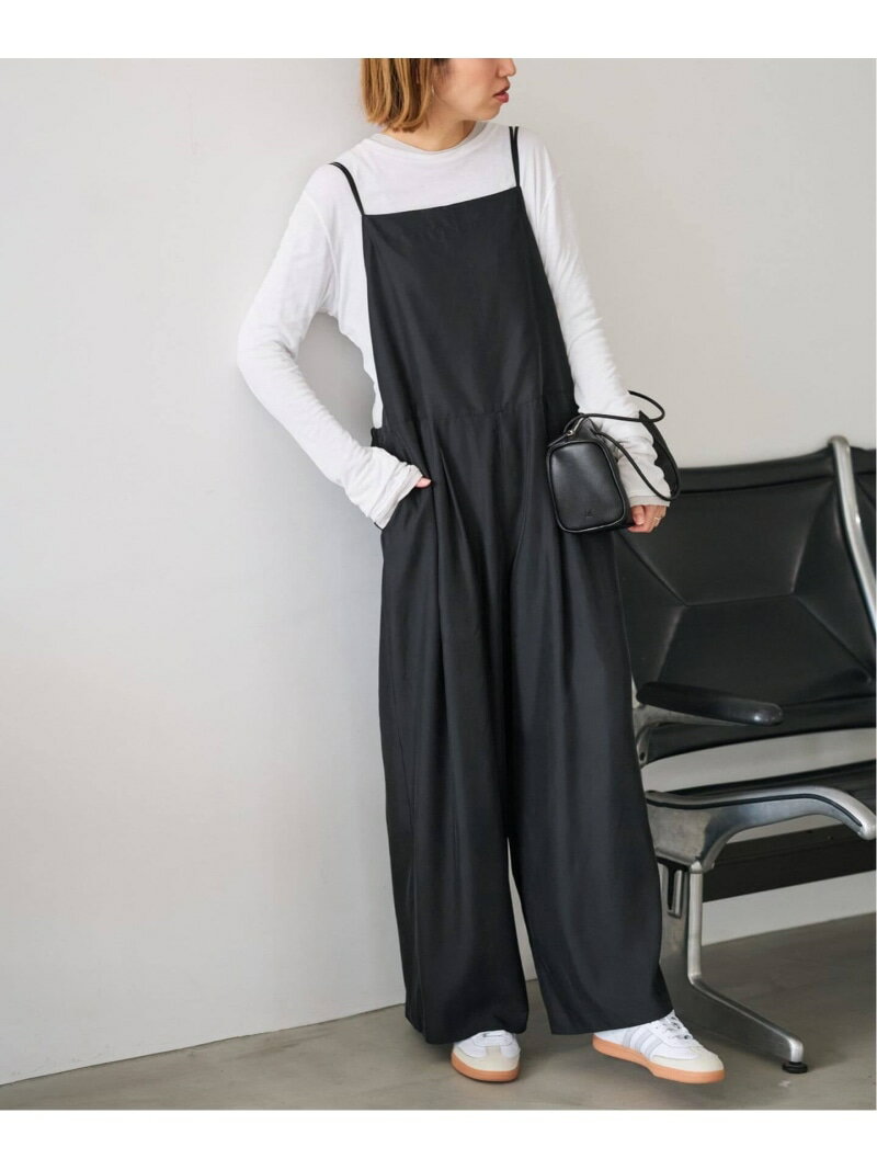 ≪WEB限定 / 追加≫キュプラツイルキャミサロペット 3 FRAMeWORK フレームワーク オールインワン・オーバーオール オーバーオール・サロペット グレー ブラック【送料無料】[Rakuten Fashion]