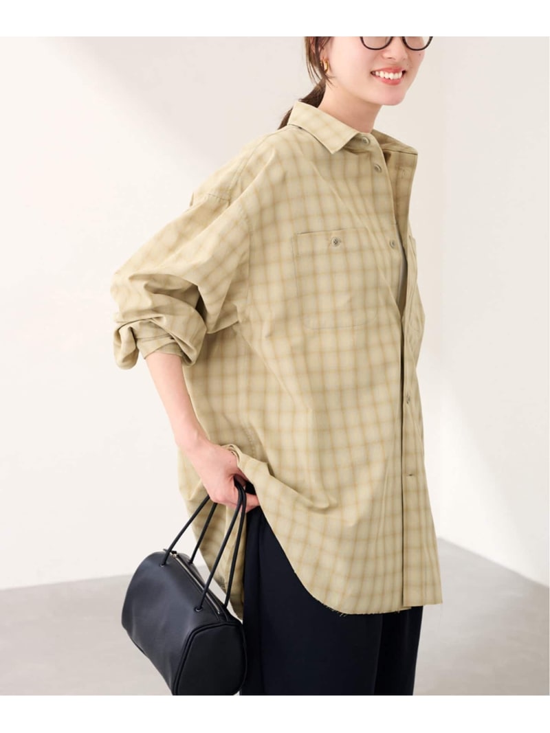 Rakuten - JANE SMITH shadow check work shirt FRAMeWORK フレームワーク トップス シャツ・ブラウス グレー ベージュ【送料無料】[Rakuten Fashion]