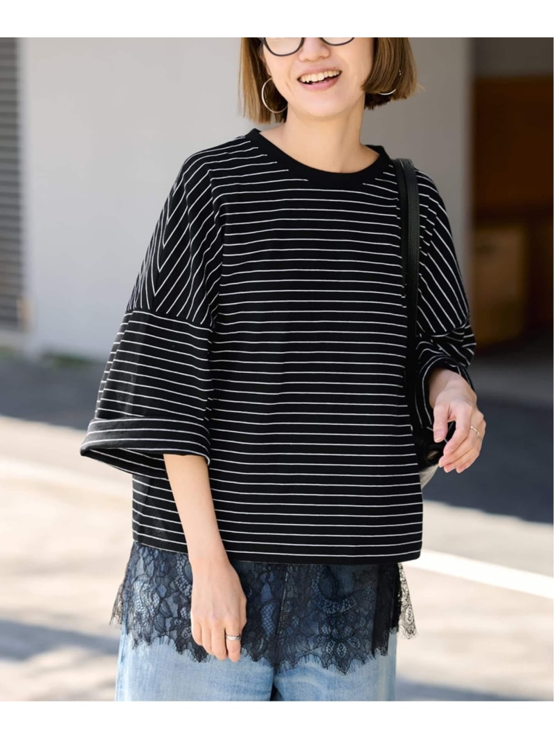 Rakuten - ≪新色 / 追加≫Le minor/ルミノア 別注ドロップショルダー FRAMeWORK フレームワーク トップス カットソー・Tシャツ ブラウン ブラック【送料無料】[Rakuten Fashion]