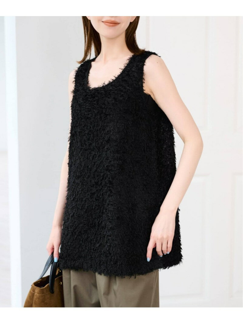 Rakuten - 《予約》フェザーシアータンクブラウス U by SPICK&SPAN ユーバイスピックアンドスパン トップス シャツ・ブラウス ブラック ベージュ【先行予約】*【送料無料】[Rakuten Fashion]