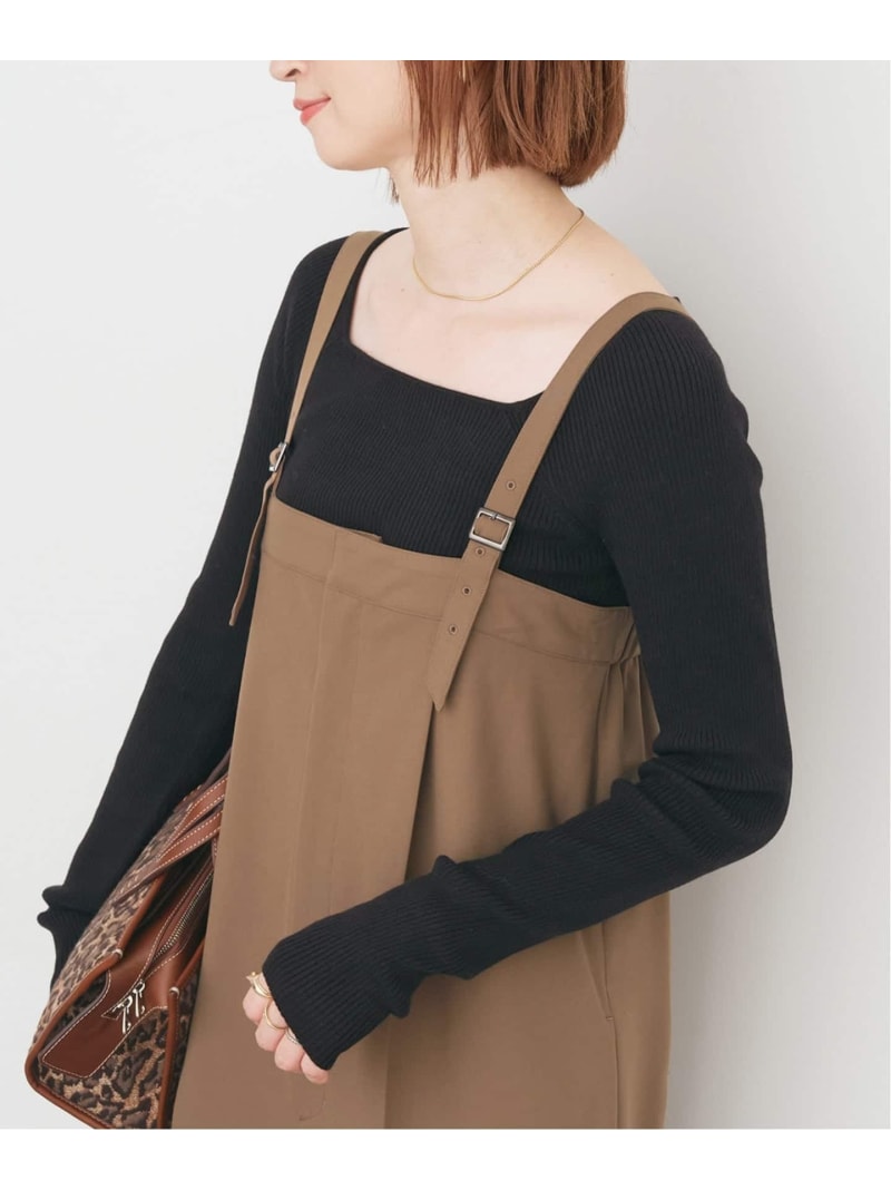 《手洗い可》スクエアリブニット Spick & Span スピックアンドスパン トップス ニット ベージュ ブラウン ブラック【送料無料】[Rakuten Fashion]