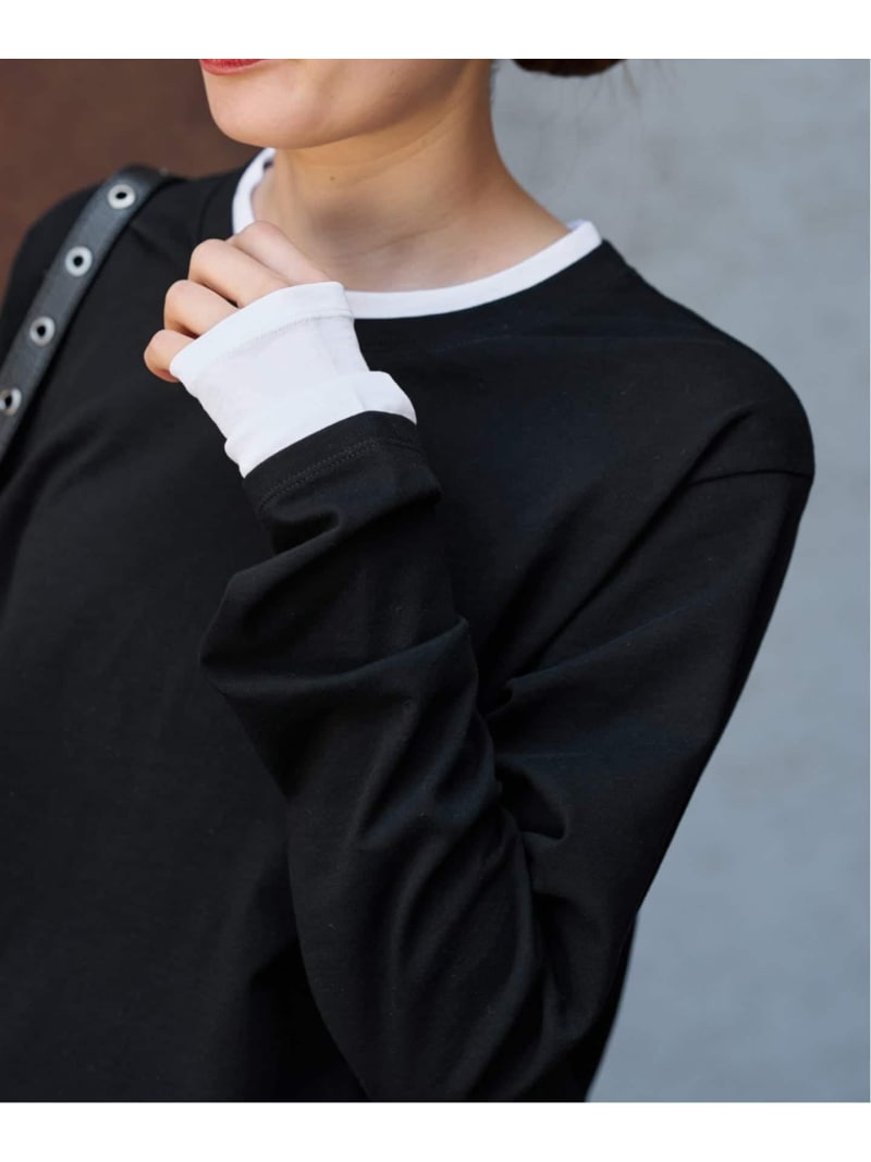 ≪WEB限定 / 追加予約≫レイヤードライクTシャツ FRAMeWORK フレームワーク トップス カットソー・Tシャツ ブラック グレー*