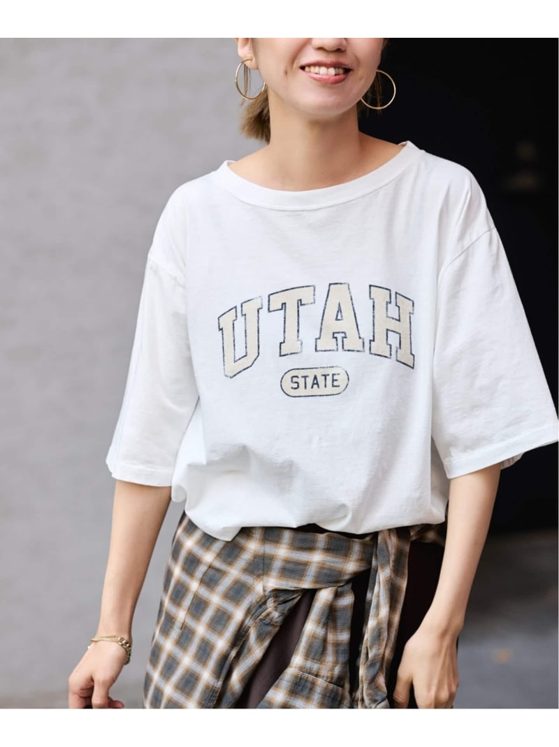 Rakuten - ≪予約≫ピグメント PRINT TEE FRAMeWORK フレームワーク トップス カットソー・Tシャツ ホワイト ブラウン ワインレッド【先行予約】*【送料無料】[Rakuten Fashion]