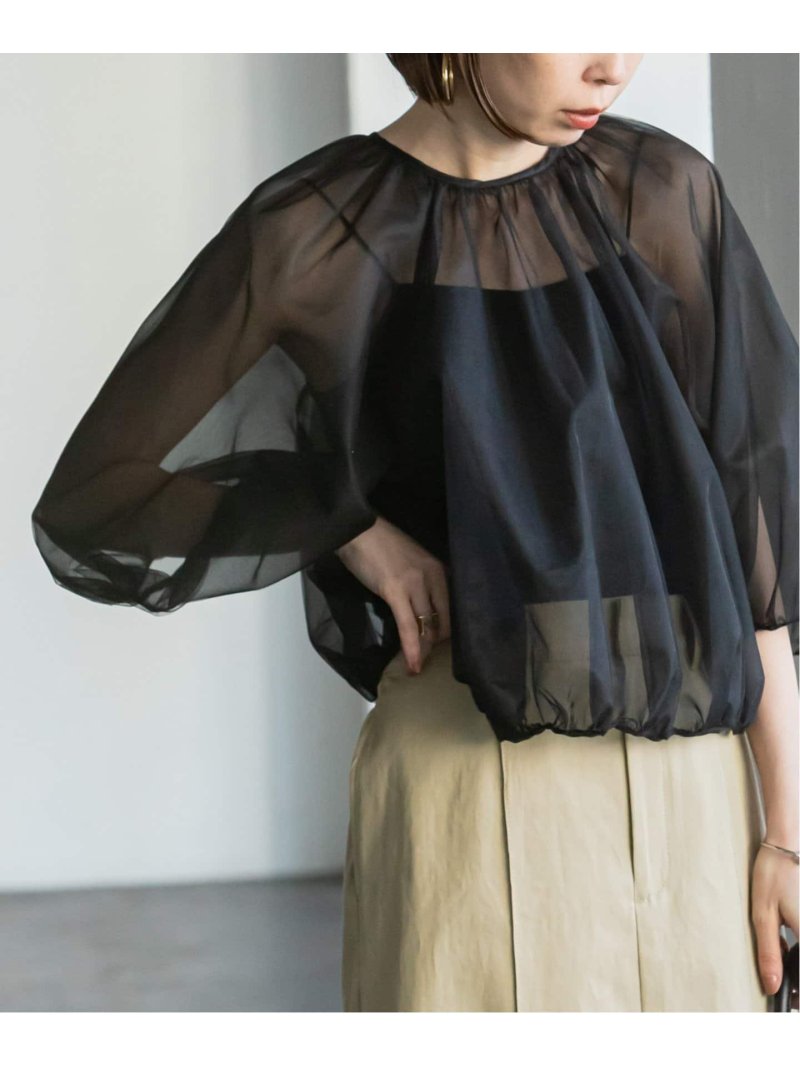 ボリュームチュールブラウス NOBLE ノーブル トップス シャツ・ブラウス ブラック ベージュ【送料無料】[Rakuten Fashion]のサムネイル