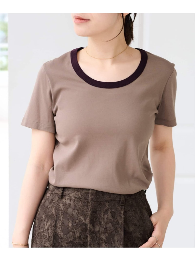 Rakuten - 《予約 / 接触冷感》フライスUネックハーフスリーブT U by SPICK&SPAN ユーバイスピックアンドスパン トップス カットソー・Tシャツ グリーン イエロー ブラウン【先行予約】*【送料無料】[Rakuten Fashion]