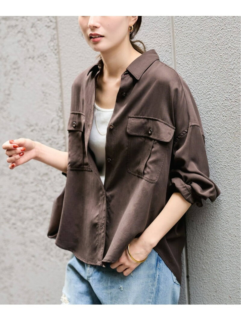 ≪予約≫リヨセルWORK SHIRT FRAMeWORK フレームワーク トップス シャツ・ブラウス カーキグリーン ブラウン*