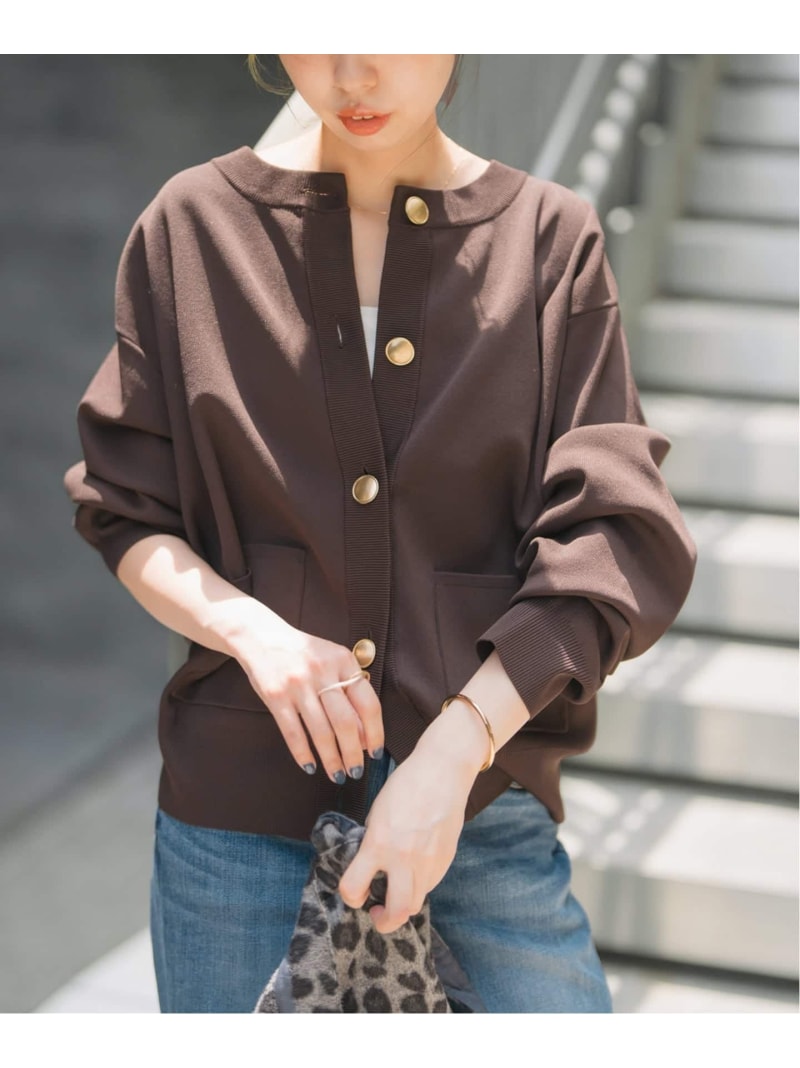 《追加3WEB限定予約》ウォッシャブルクルーネックカーディガン Spick & Span スピックアンドスパン トップス カーディガン ブラウン ブラック【先行予約】*【送料無料】[Rakuten Fashion]のサムネイル