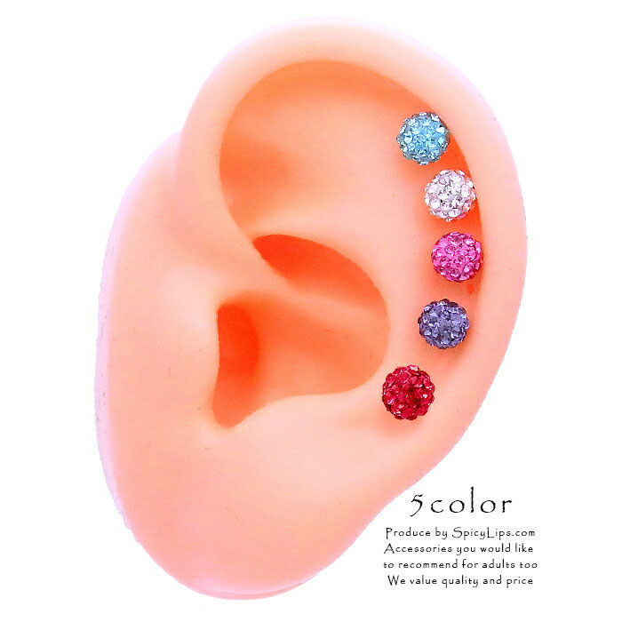 ボディピアス 軟骨ピアス [14G 16G ]◆シャインコーティングパヴェ ◆スワロフスキー ダブルジュエル0050 SS