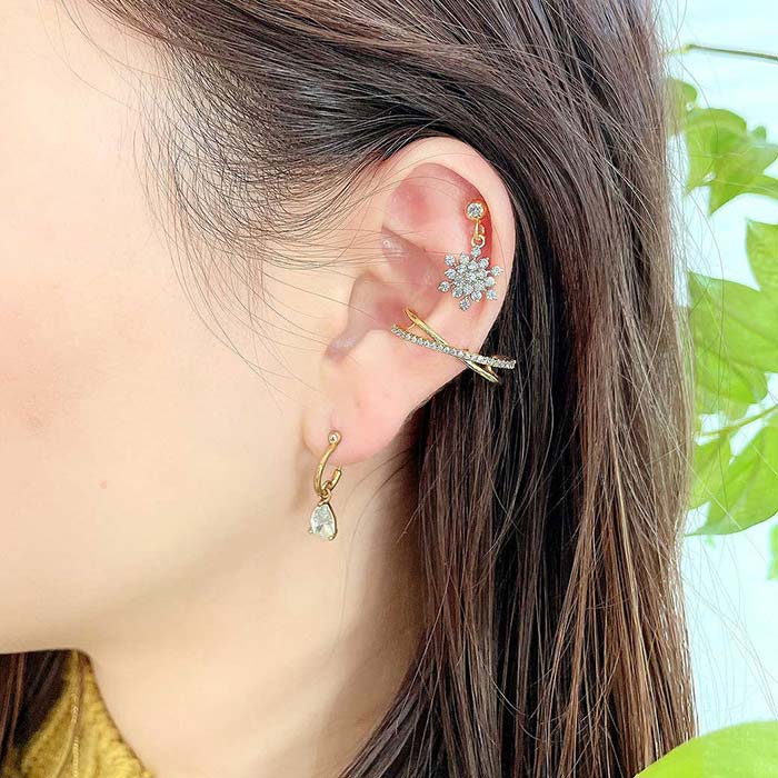 ボディピアス 軟骨ピアス ［16G ］繊細 に輝いて大人かわいい ♪キュービックジルコニア イヤーカフピアス ストレート ヘリックス 0056 ボディーピアス