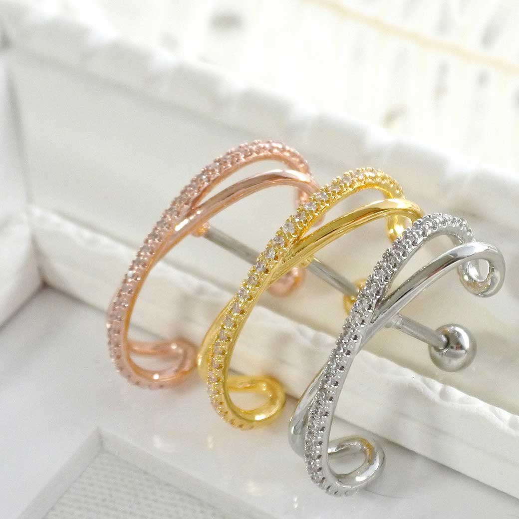 ボディピアス 軟骨ピアス ［16G ］繊細 に輝いて大人かわいい ♪キュービックジルコニア イヤーカフピアス ストレート ヘリックス 0056 ボディーピアス
