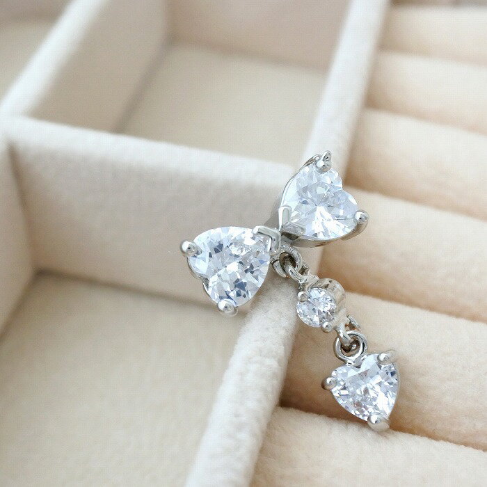 ボディピアス 軟骨ピアス［16G 14G ］存在感のある大きさ！ガーリー感たっぷりなリボン ジュエル ストレート 軟骨ピアス ヘリックス 0426 ボディーピアス