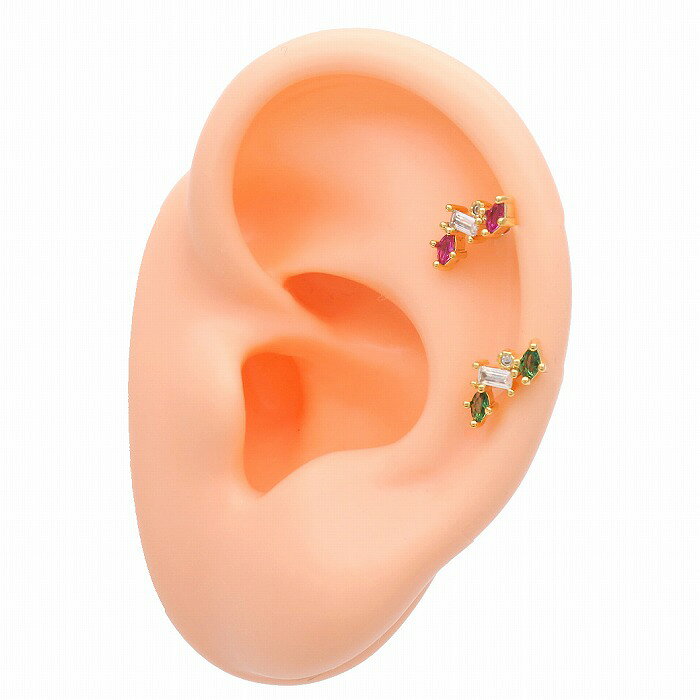 ボディピアス 軟骨ピアス ［16G ］クリスマス 気分を盛り上げる♪ カラーが可愛い ビジュー デザイン ストレート ヘリックス 0451 ボディーピアス