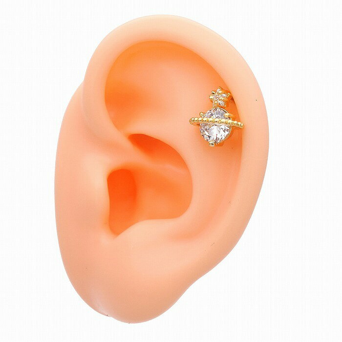 ボディピアス 軟骨ピアス ［14G 16G ］コロンと立体感のあるモチーフ で、いつものスタイル もブラッシュアップ ♪土星 ×スター ヘリックス 0565 ボディーピアス