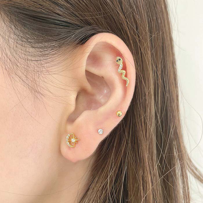 ボディピアス 軟骨ピアス ［14G 16G ］オシャレを楽しめる♪ ちび モチーフ MOON×スプラッシュスター 月 星 star 太陽 sunストレート ヘリックス0821 ボディーピアス