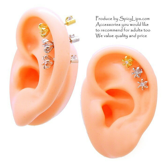 ボディピアス 軟骨ピアス [16G ]王冠KEYクラウン モチーフにミニサイズが登場♪0974