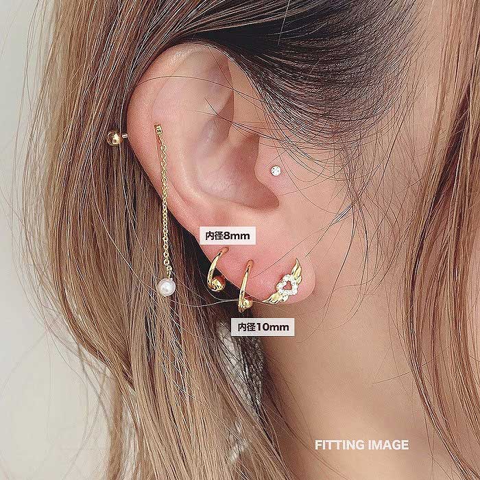 ボディピアス 軟骨ピアス ［14G 16G ］ワンタッチ で楽らく装着単品も重ね付け も...
