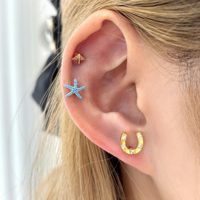 ボディピアス 軟骨ピアス ［14G 16G ］大人マリンスタイルを引き立てるスターフィッシュ ヒトデ モチーフ ストレート ヘリックス 0538 ボディーピアス