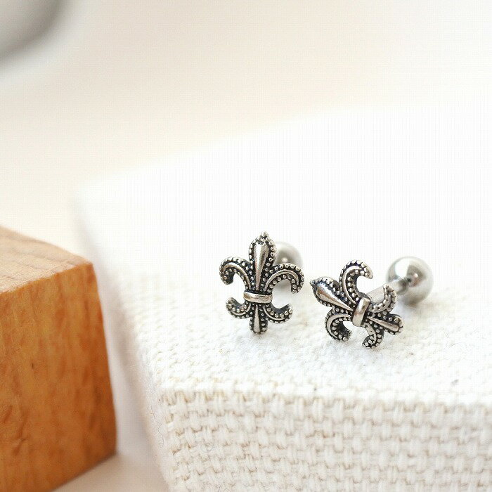 ボディピアス 軟骨ピアス ［14G 16G ］コーデにパンチを効かせるユリの紋章 モチーフストレート ヘリックス 0510　ボディーピアス