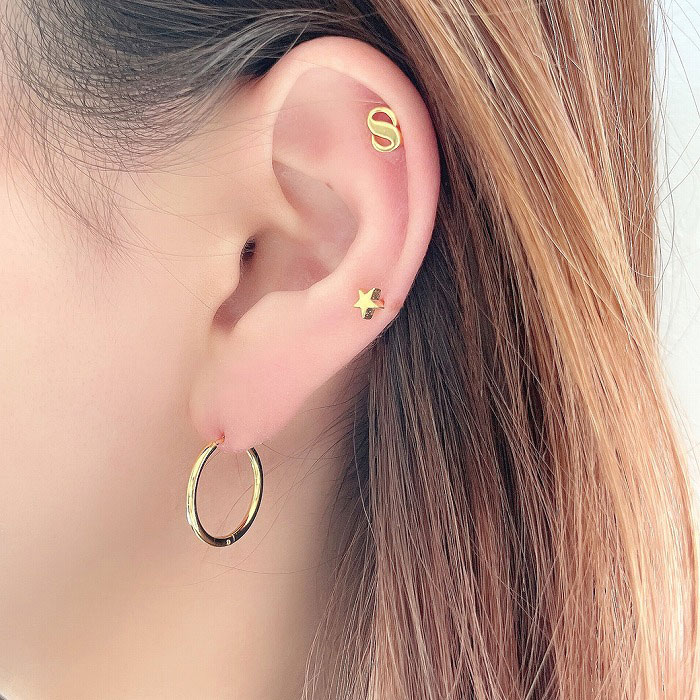 ボディピアス 軟骨ピアス ［16G 14G ］厚みのあるフォルムが可愛い ちび スター メタル star ストレート ヘリックス ゴールド 0805 ボディーピアス