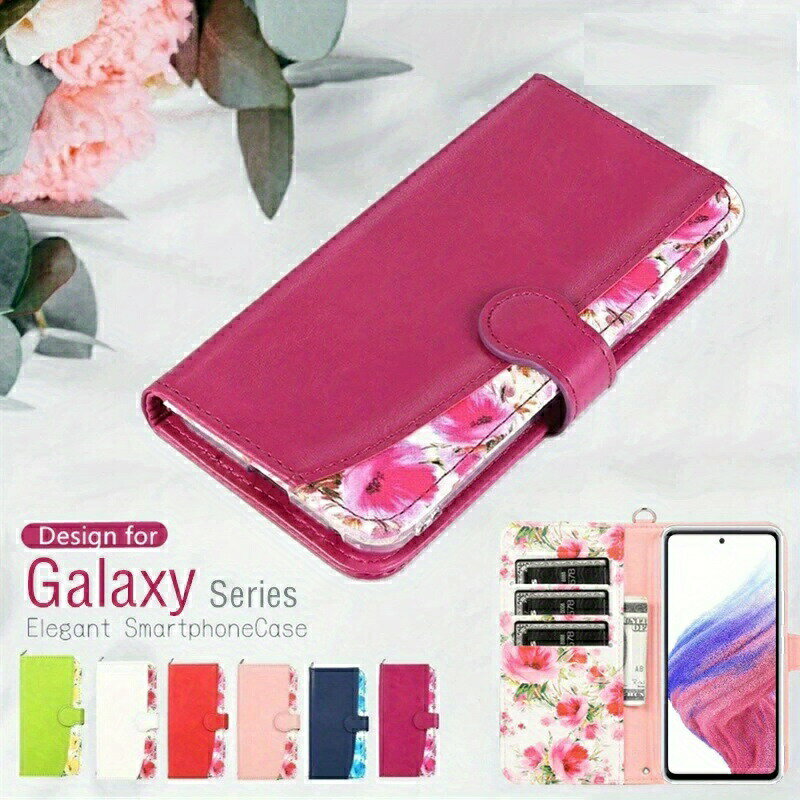 Rakuten - Galaxy全機種対応 高級フェイクレザー 手帳型スマホケース (Galaxy S25/S25+/S25 Ultra/S24/S24+/S24 Ultra/S23/S23+/S23 Ultra/S23FE/S22//S22 Ultra/S21/S21+/A73 5G/A54 5G/A53 5G/A52 5G/A51 5G/A41/A32対応) マグネットベルト&カードポケット内蔵 耐衝撃TPU
