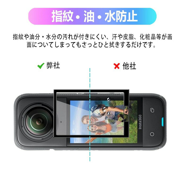 【2枚セット】For Insta360 X5 / X4 ガラスフィルム 液晶保護ガラスフィルム インスタ360 X5 / X4 スクリーンプロテクター 強化 ガラス 全面 保護 ふぃるむ 撥油性 ラウンドエッジ加工 指紋防止/気泡ゼロ/干渉しない/貼り付け簡単/硬度9H 全面保護 耐衝撃 簡単貼り付け