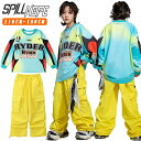 青 黄色 キッズ ダンス衣装 セットアップ 派手 女の子 男の子 長袖Tシャツ カーゴパンツ ネックレス バンダナ かっこいい ファッション 個性派 おしゃれ 演出服 発表会 団体服 演奏会 ダンス教室 ヒップホップ ジャズダンス HIPHOP 韓国 K-POP ステージ衣装