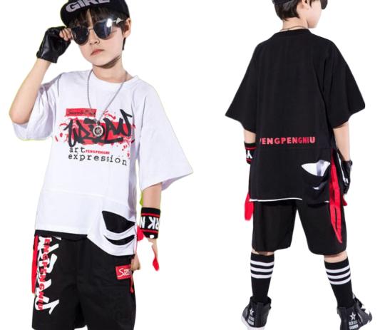 子供服　セットアップ　ダンス衣装　キッズ　ヒップホップ　ダンス衣装　上下セット　tシャツ　パンツ　半袖　女の子　男の子　派手　かっこういい　スポーツ　ダンスウェア　練習着　運動着