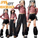 ピンク 黒色 ダメージ へそ出し キッズ ダンス衣装 セットアップ 女の子 ゆったり 長袖 パーカー トップス ショート丈 ショートパンツ サルエルパンツ レッグウォーマー チア チアガール ダンスウエア hiphop jazz 韓国k-pop 演出服 練習着 発表会 団体服 原宿系 個性派