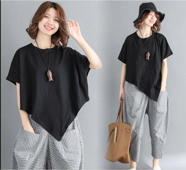 セットアップ レディース ジャージセット 綿 Tシャツ リネン パンツ ゆったり 体型カバー 上下セット サルエルパンツ スエット スポーツウェア 春 夏 ルームウェア 部屋着
