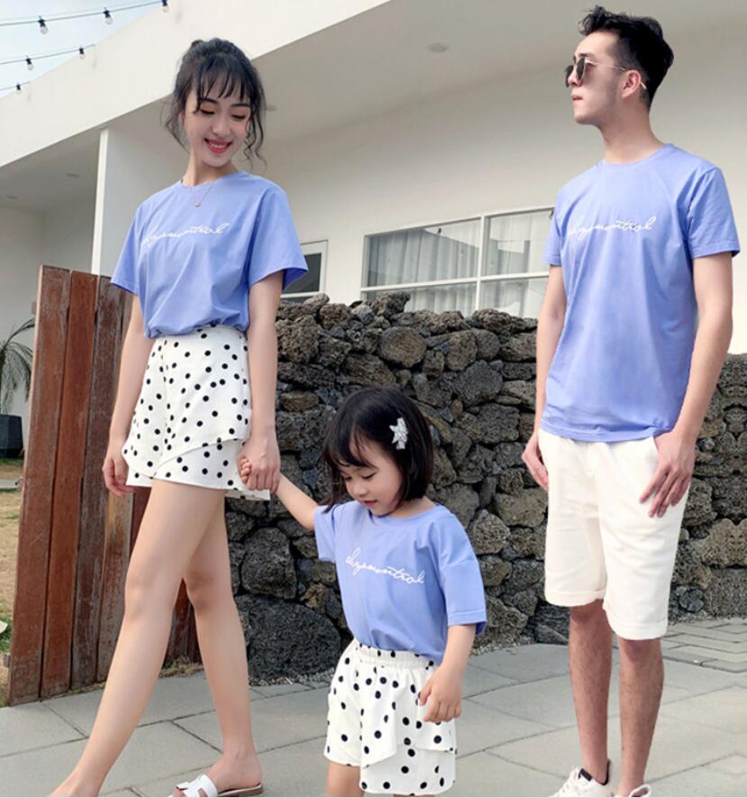 親子　Tシャツ+パンツ　夏　ペア　親子お揃い セットアップ　お揃いペア　カップル　上下セット　水玉　親子ペアルック　レディース　メンズ　男の子　女の子　セットアップ　子供服　パパ　ママ　キッズ　　カップル