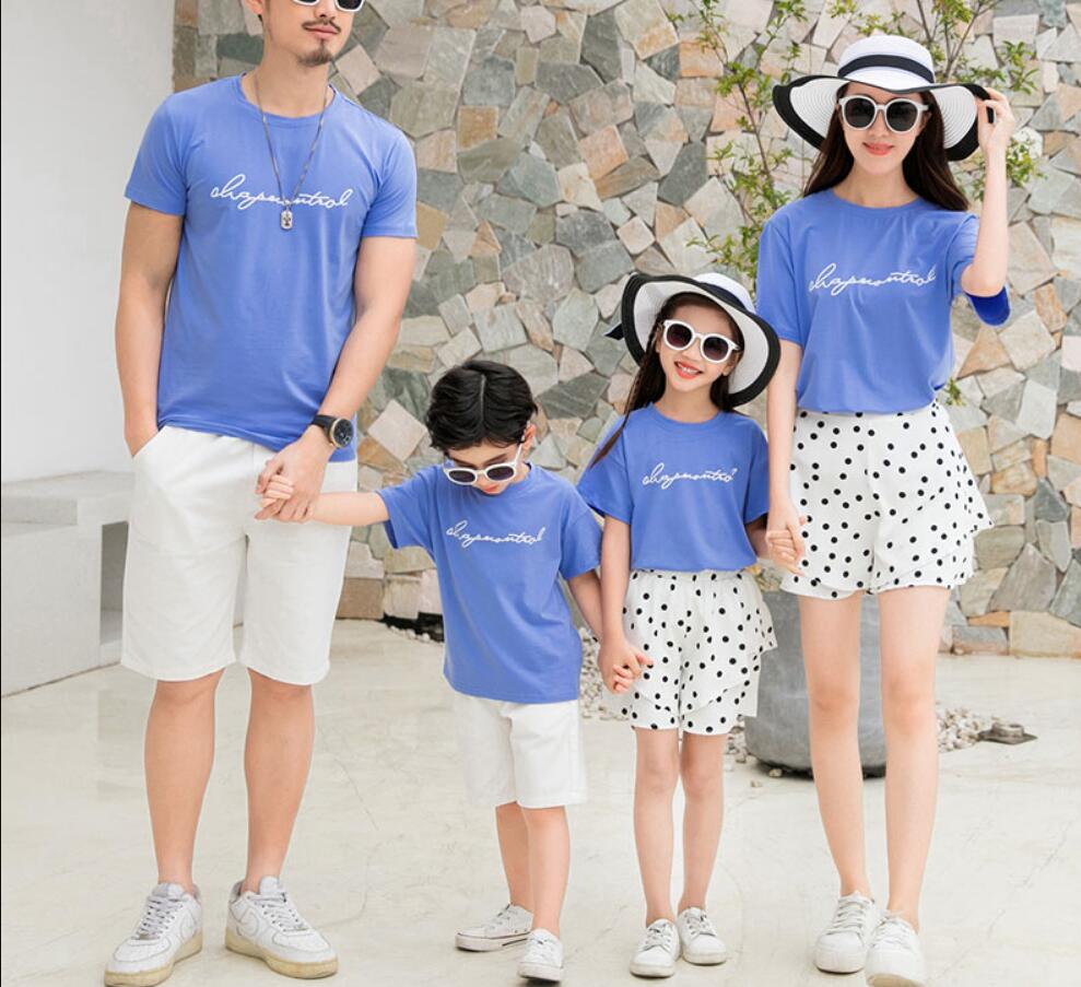 親子　Tシャツ+パンツ　夏　ペア　親子お揃い セットアップ　お揃いペア　カップル　上下セット　水玉　親子ペアルック　レディース　メンズ　男の子　女の子　セットアップ　子供服　パパ　ママ　キッズ　　カップル