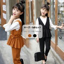 子供 セットアップ ダンス 衣装 女の子 カジュアルパンツセット 長袖 tシャツ ベスト パンツ 韓国 子供服 カジュアル 上下セット 無地 トップス 九分パンツ おしゃれ 3点セット 可愛い リボン ジュニア チアダンス 普段着 通学 発表会 演出服 団体服 春秋 110cm-160cm