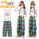ホワイト ブルー チェック柄 白 キッズ ダンス衣装 タンクトップ カーゴパンツ セットアップ 女の子 jazz ジャズ ダンス チア チアリーダー へそ出し トップス パンツ 腕カバー 夏 応援団 演出服 練習着 団体服 発表会 可愛い おしゃれ かっこいい ヒップホップ 韓国 k-pop