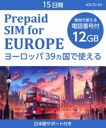 プリペイドSIM ヨーロッパ sim 12GB 15日 プリペイド 電話番号付 sms対応 4G LTE / sim card usa 15dsys prepaid プリペイドsimカード simカード SIMピン付