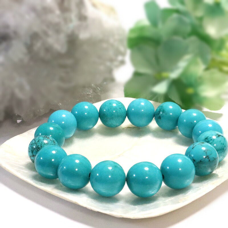 ターコイズ（青緑色）トルコ石ブレスレット 8mm 550