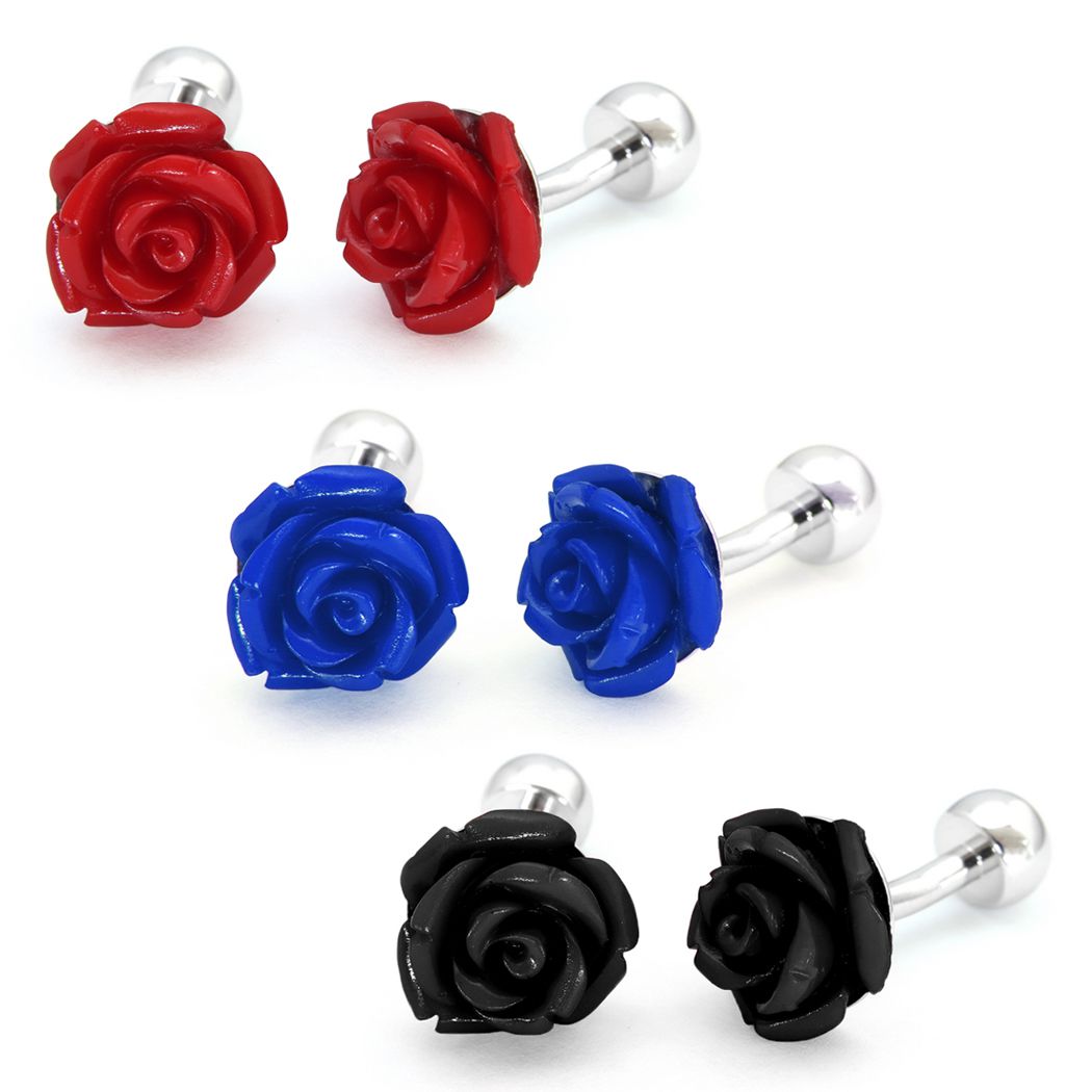 乐天商城 - 上品でオシャレな赤い薔薇のカフスボタン固定式タイプカフス バラカフスボタン 671