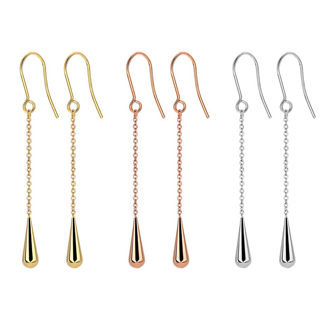 乐天商城 - ステンレスピアス ドロップ しずく チェーン フックピアス 両耳 813