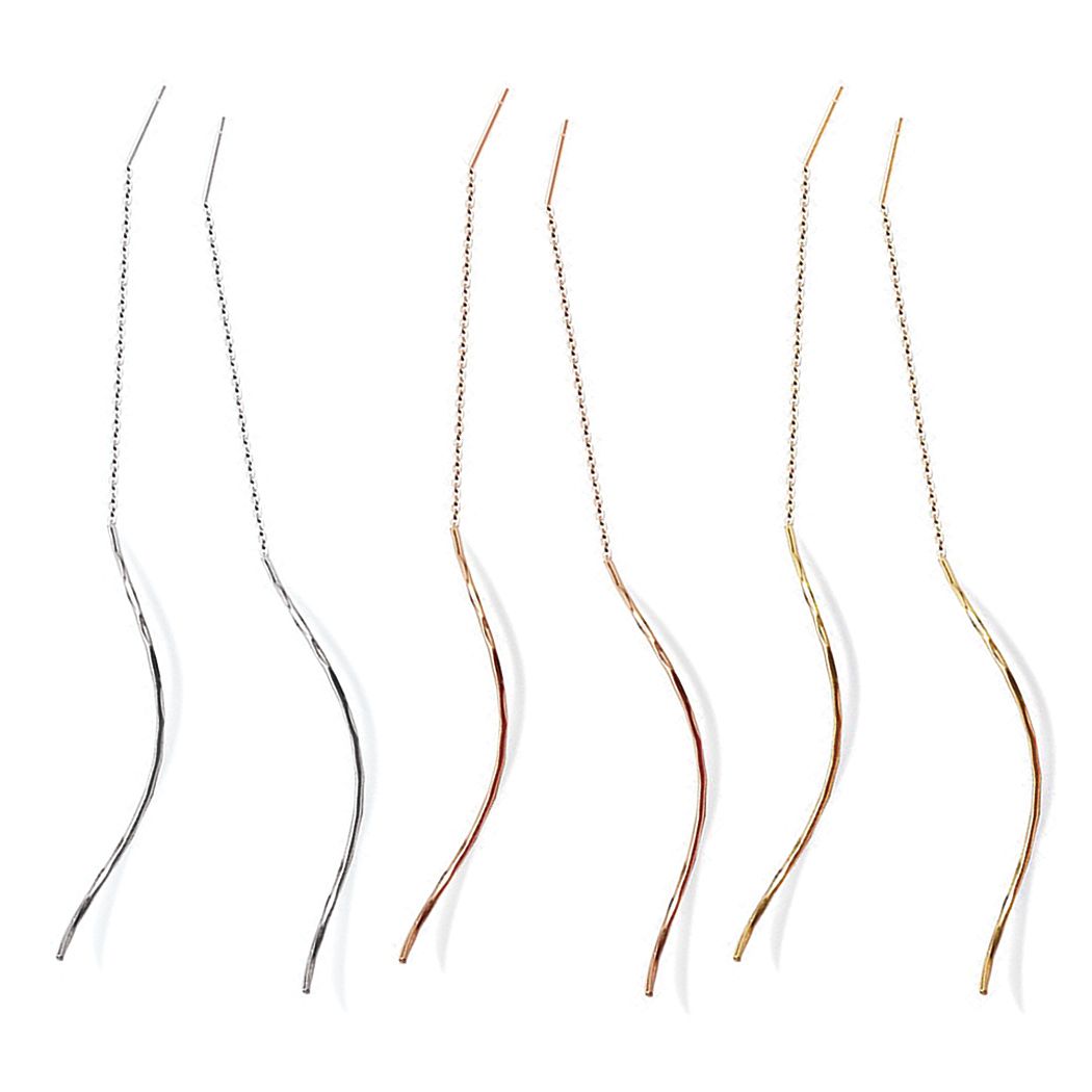 乐天商城 - アメリカンピアス ロング ウェーブ チェーン ステンレス 揺れる 両耳 818