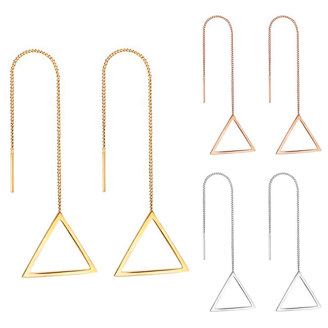 乐天商城 - ステンレス製 アメリカンピアス 三角形 トライアングル チェーン 両耳 820