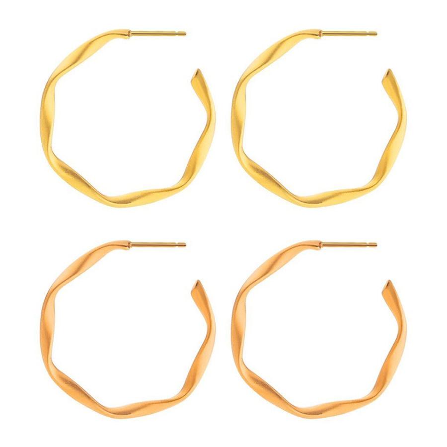 乐天商城 - サージカルステンレス フープピアス ねじれ 大きめ ひねり ツイスト 両耳 868