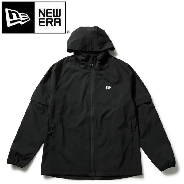 ニューエラ ゴルフ レインジャケット フーディー 2-way アウトラインロゴ ブラック NEW ERA (14859959) 2026年春夏モデル