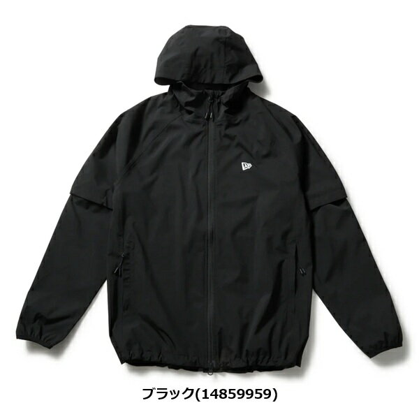 ニューエラ ゴルフ レインジャケット フーディー 2-way アウトラインロゴ ブラック NEW ERA (14859959) 2026年春夏モデル
