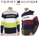 トミーヒルフィガー ゴルフ メンズ シグネチャーストライプ クルーネックセーター TOMMY HILFIGER GOLF THMA380 2023年秋冬モデル